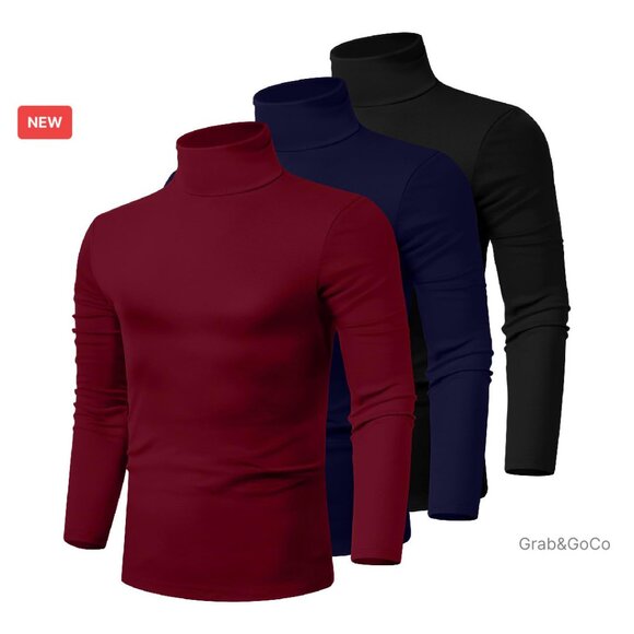 Men's Slim Fit Turtleneck Sweaters Cotton Knit Mock Neck Pullover Classic